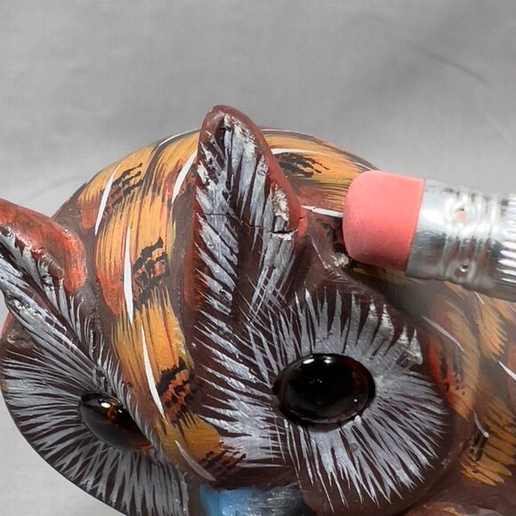 Vtg Action International Stone Art Owl Bird Hand Painted Brown Carved Figurine - Picture 10 of 15